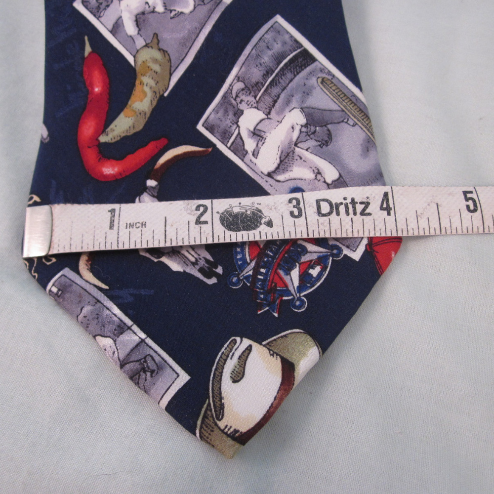NICOLE MILLER Silk Necktie TEXAS BASEBALL Navy Red - Picture 2 of 8